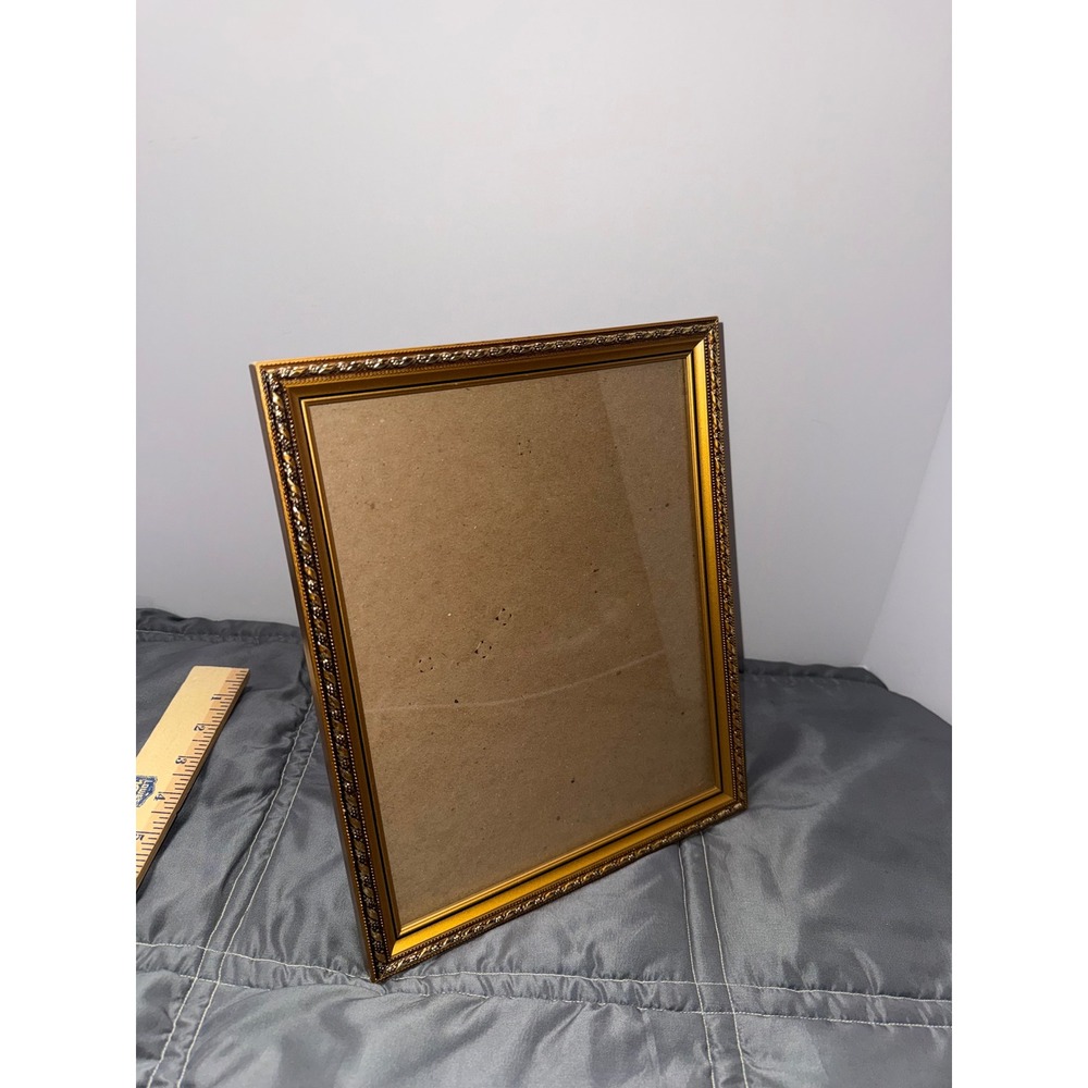 Vintage Gold Ornate Beaded 8x10 Picture Frame Tabletop Wall Mount Decor